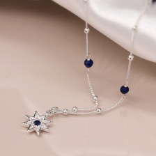 Sterling Silver Star & Navy Stone Necklace by Peace of Mind